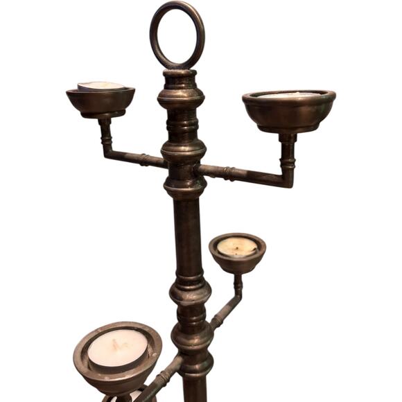 Vintage Style Pottery Barn Metal Candleholder Multi-Tier Candelabra Accent Decor - Picture 6 of 16